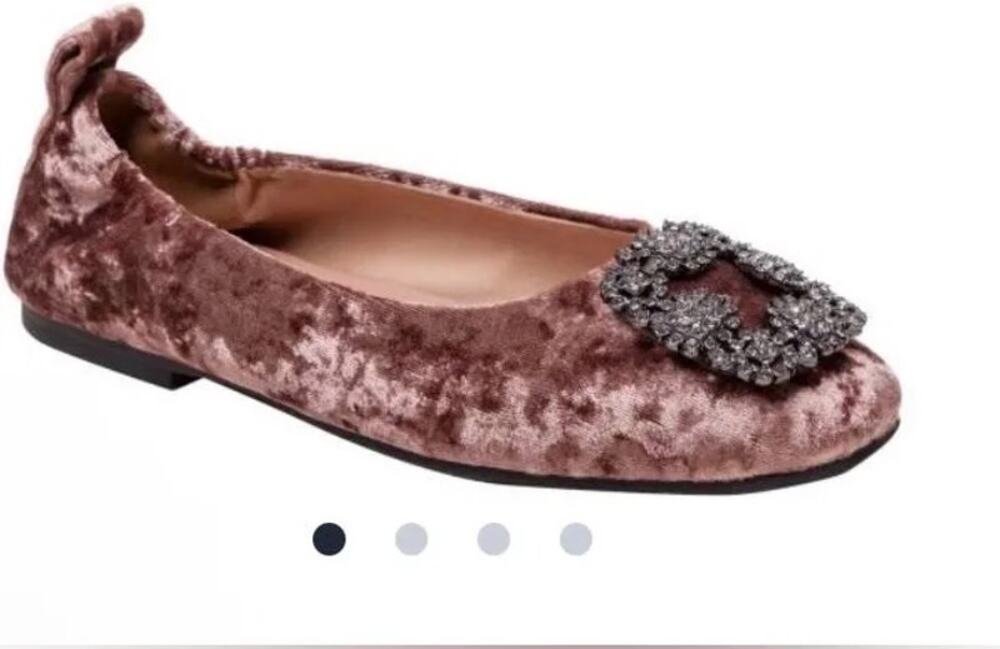 NIB Linea Paolo Minax Embellished Ballet Flat Mulberry Blish Pink Crystal 4.5